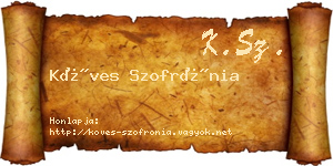 Köves Szofrónia névjegykártya